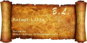 Balogi Lilla névjegykártya